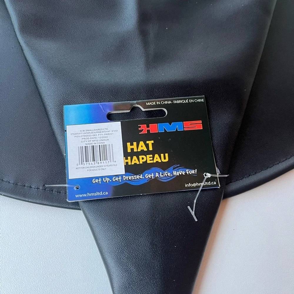 NEW Black Witch Hat with Gold Buckle - Faux Leather Costume